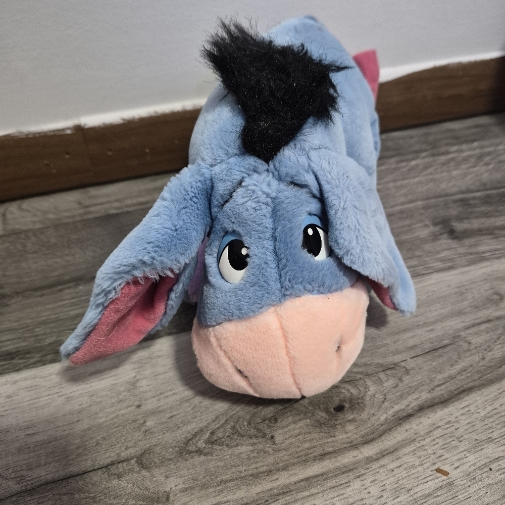Vtg Eeyore Plush 1997 Disney Mattel 12" Tail Spinning Stuffed Animal Rattle Toy